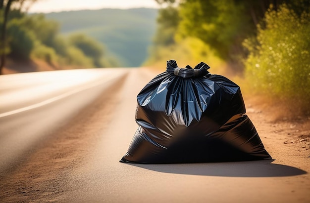 Bolsa de basura en el camino