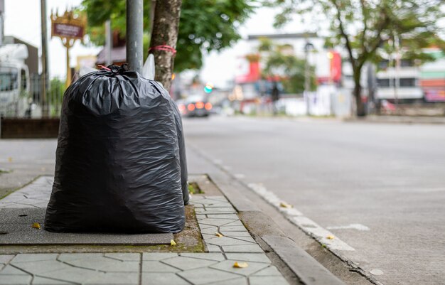 Bolsa de basura negra Closeup