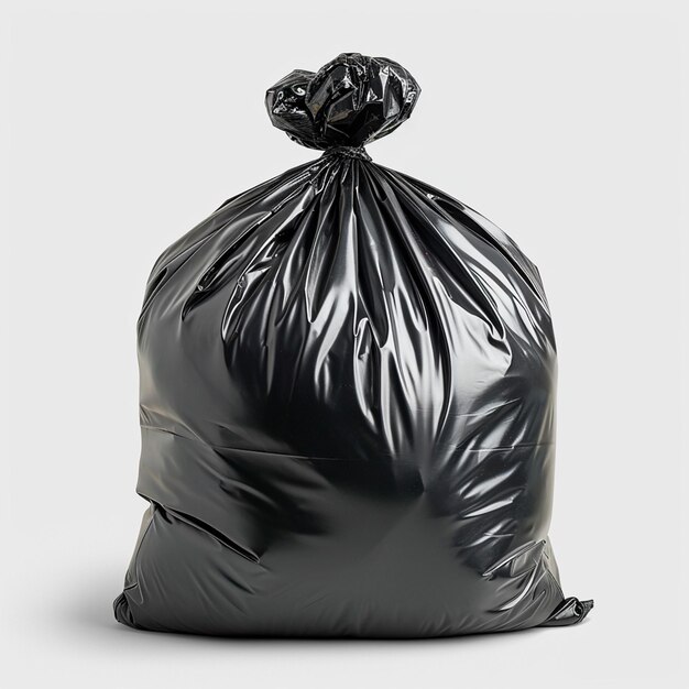 Foto bolsa de basura negra en un fondo blanco aislado imagen generada por ia