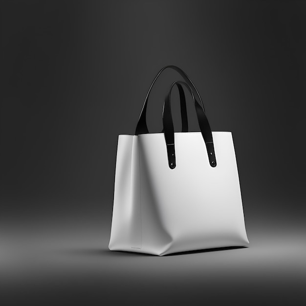Una bolsa blanca con asas negras mockcup