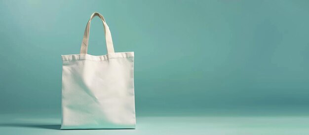 Foto bolsa blanca de tela de lona con espacio en blanco para el texto diseñada para parecerse a un saco de compras de tela