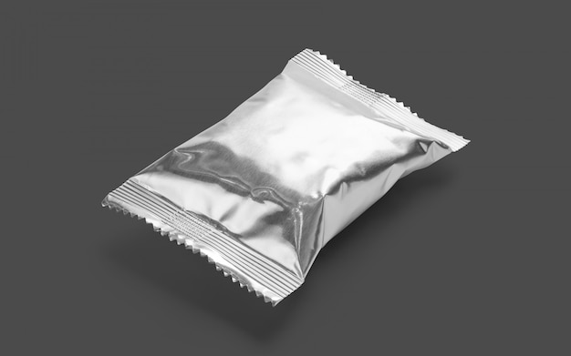 Bolsa de bocadillos de papel de aluminio en blanco para maqueta de diseño de producto