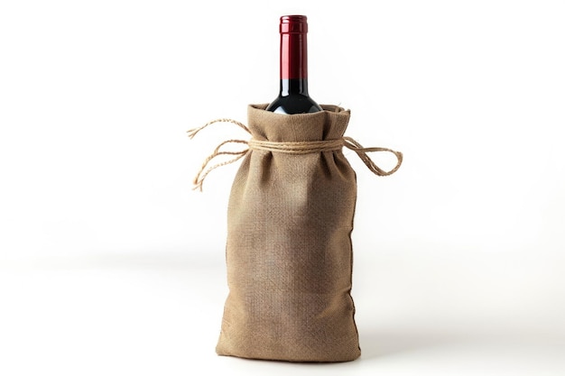 Foto bolsa para botella de vino aislada en blanco