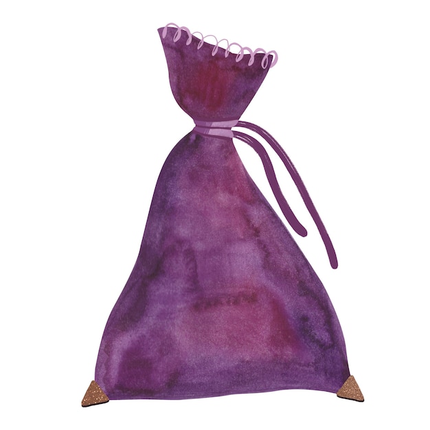 La bolsa de la bruja anudada de gamuza púrpura