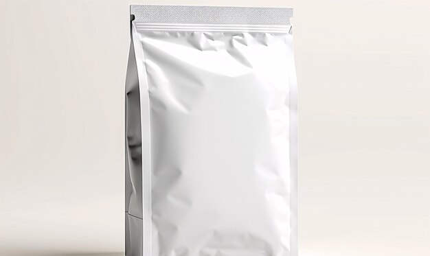 Foto bolsa de café blanca en blanco brillante mockup aislado blanco