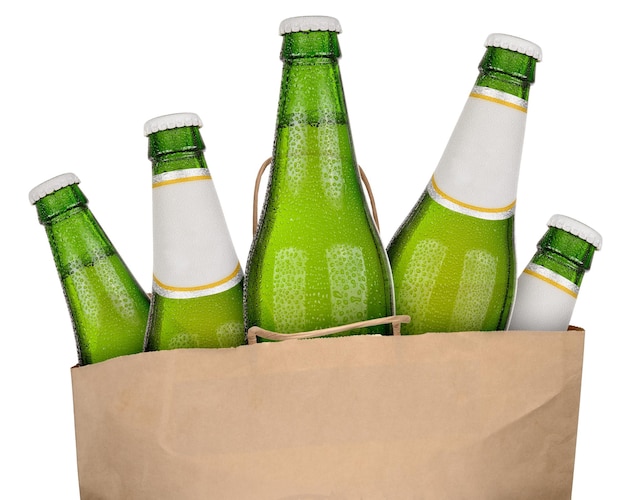 Bolsa con cerveza verde