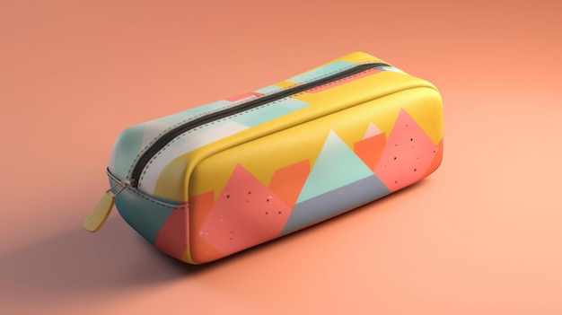 Bolsa colorida con patrones de montaña Detalles hiperrealistas y geometrías lúdicas