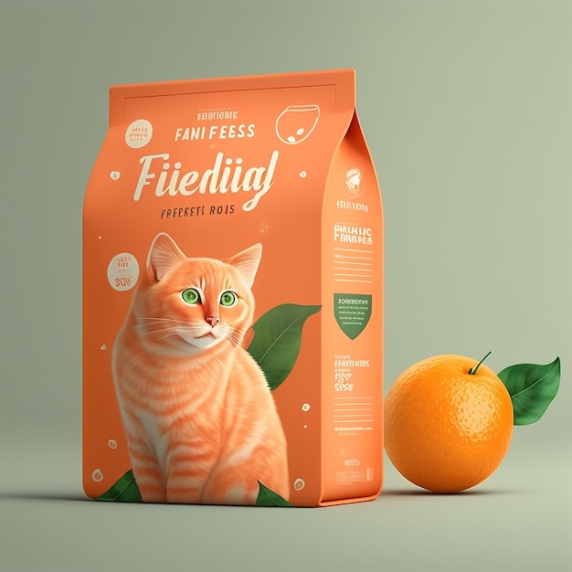 Una bolsa de comida con la imagen de un gato.