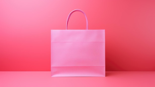 Bolsa de compras aislada en fondo rosa creada con tecnología de IA generativa