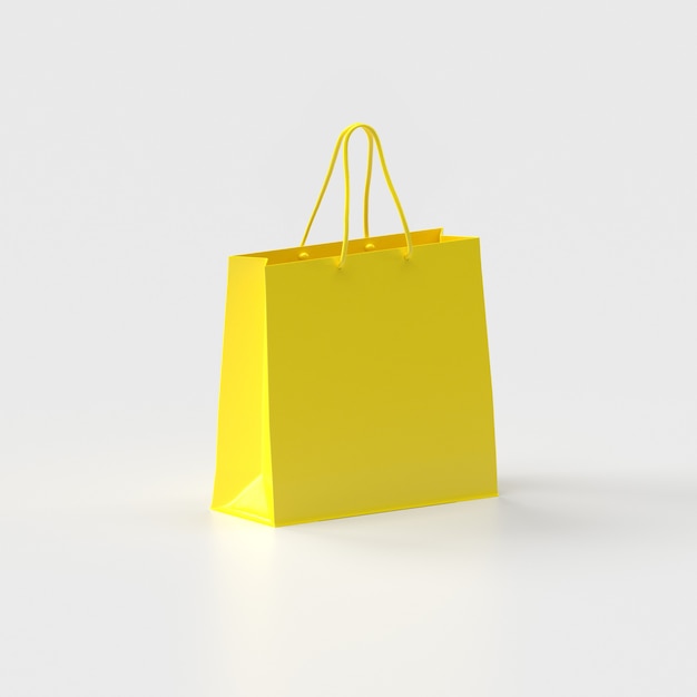 bolsa de compras amarilla render 3d