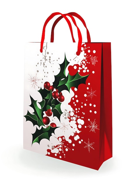 una bolsa de compras de Navidad con un árbol de Navidad en ella