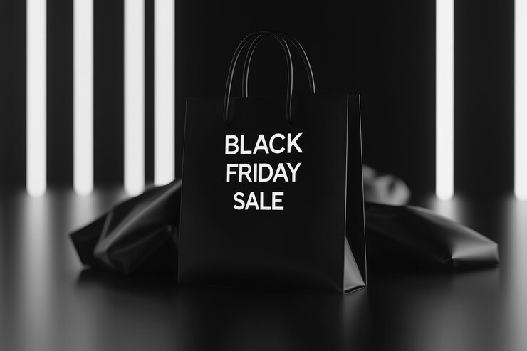 Bolsa de compras negra para el diseño de venta promocional de venta de viernes negro
