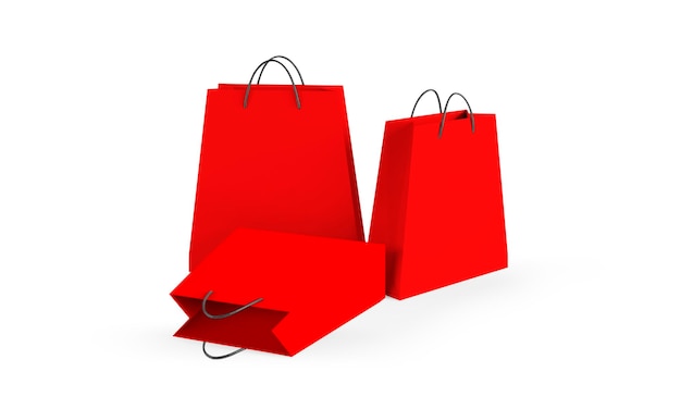 Bolsa de compras roja vacía para publicidad y marca3d render