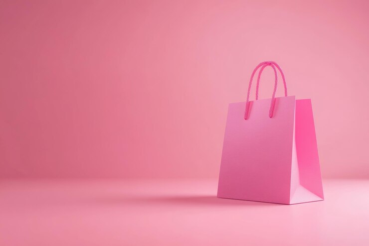 La bolsa de compras rosa simboliza descuentos y ventas