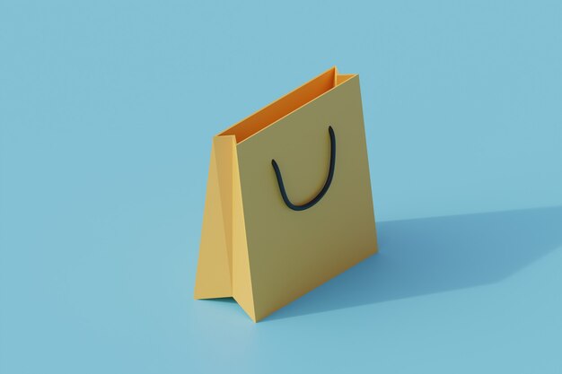 Bolsa de compras único objeto aislado. 3d render ilustración isométrica