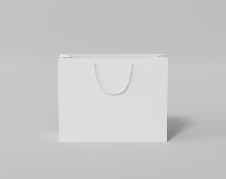 Bolsa de compras vacía para marcar la bolsa de papel blanco