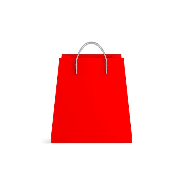 Bolsa de compras vacía roja para publicidad y branding3d render