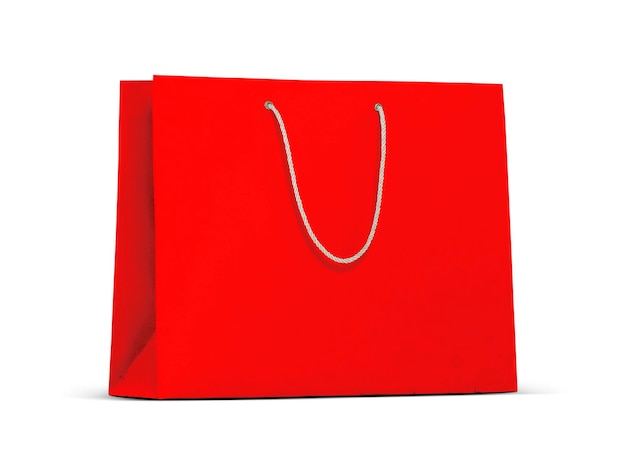 Bolsa de compras vacía roja para publicidad y marca