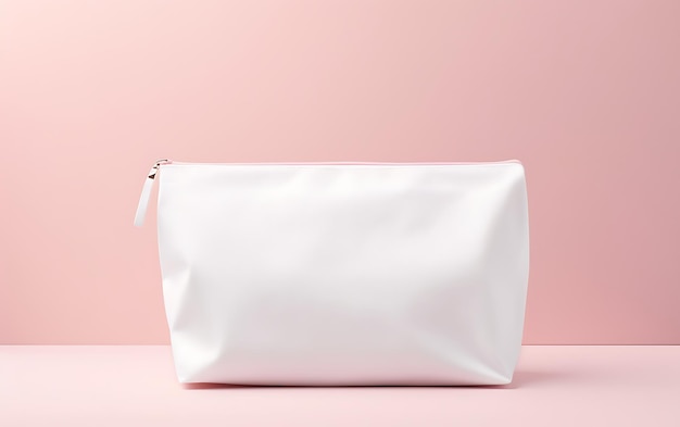 Bolsa de cosméticos blanca vacía para el fondo del recipiente de maquillaje