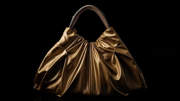 una bolsa de cuero dorado con un diseño dorado.