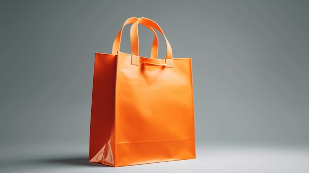 Bolsa de compras laranja sobre fundo branco