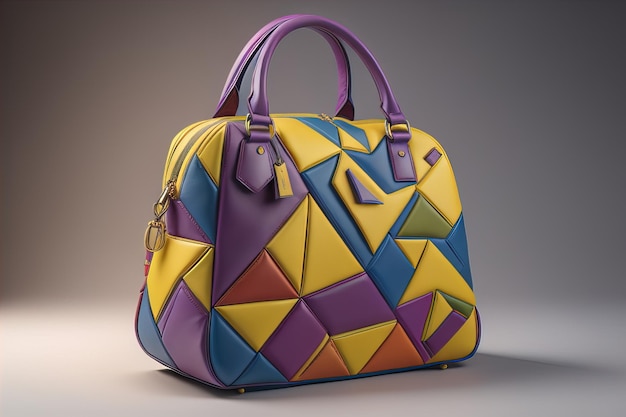 Bolsa de mão de couro para mulher com fundo de cor sólida ai generativa