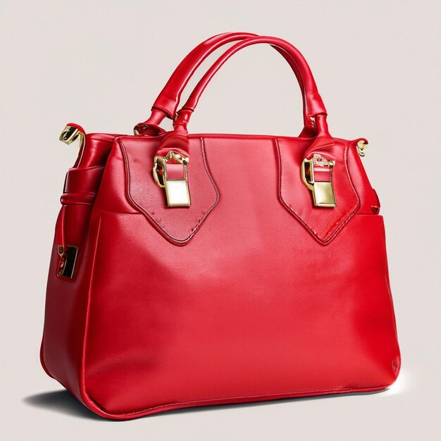 Bolsa de mão vermelha de moda para mulheres com fundo branco