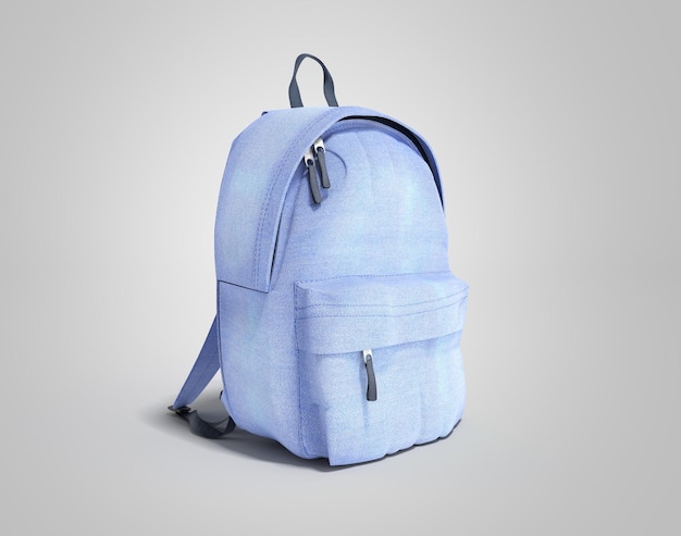 Bolsa de mochila escola renderização 3D em cinza