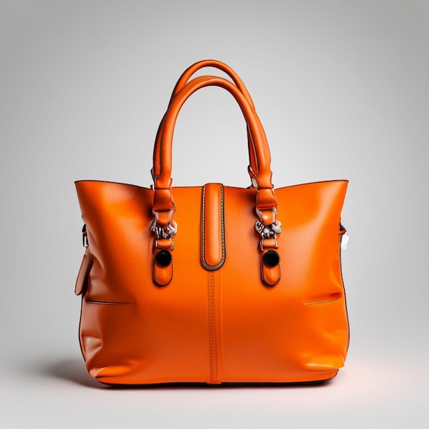 Bolsa de moda laranja para mulheres com fundo branco