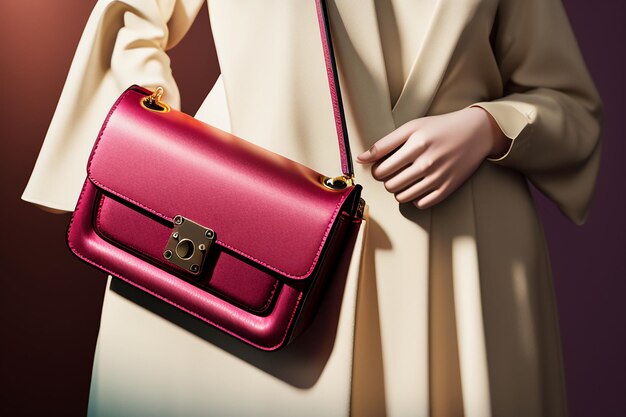 Bolsa de ombro de bagagem feminina bolsa de luxo renderização de fundo de renderização de publicidade