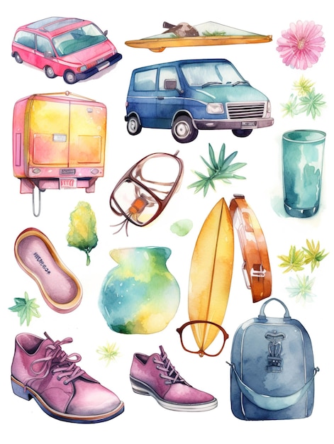 Foto bolsa de viagem de um dia para o turismo mundial com ilustrações de férias e turismo de referência mundial