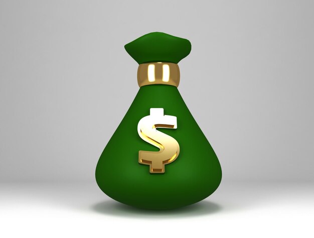 Bolsa de dinero 3d render 3d ilustración de saco verde