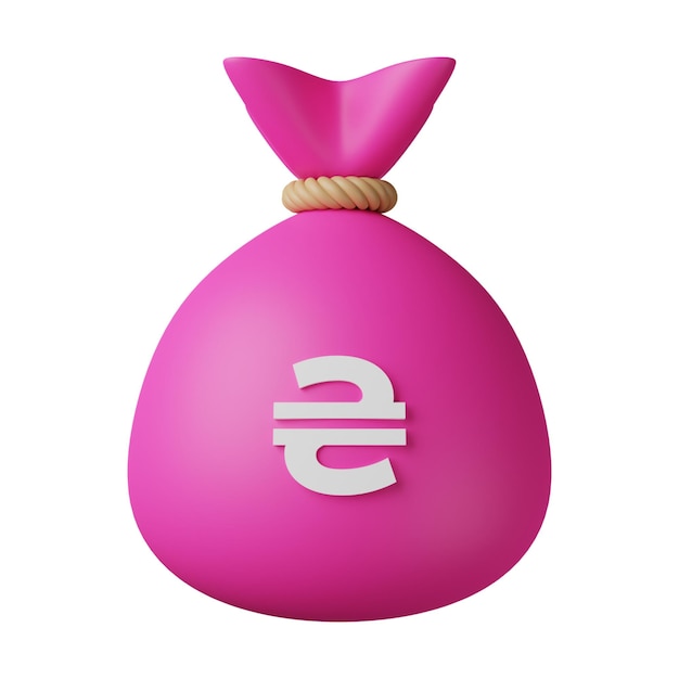 Bolsa de dinero rosa Hryvnia Ilustración 3D