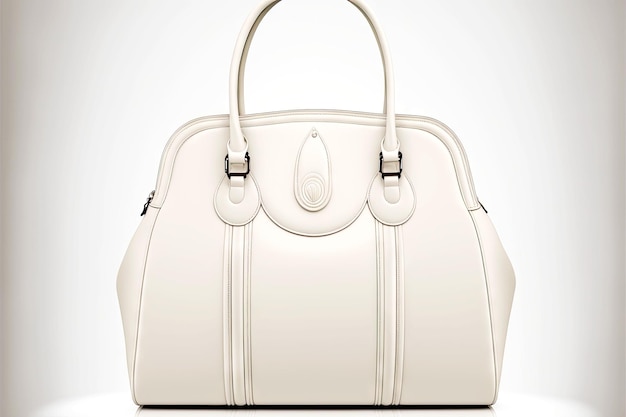 Bolsa elegante de mulheres leves de forma clássica com alças isoladas em fundo branco