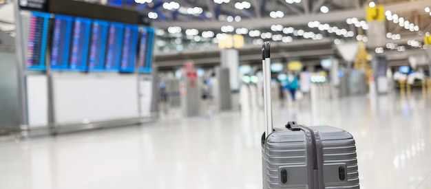 Bolsa de equipaje en el fondo de la terminal del aeropuerto internacional