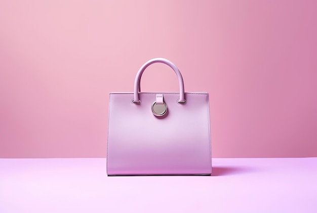 la bolsa está situada sobre un fondo rosa