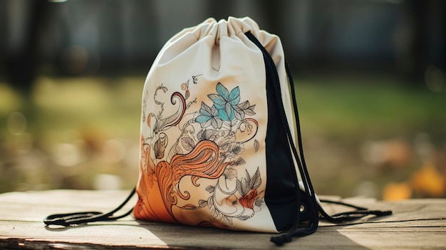 Foto una bolsa con un estampado floral y la palabra amor en ella.