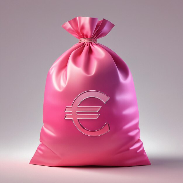 una bolsa de euros está atada a una bolsa rosada