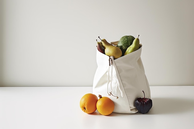 Foto una bolsa de frutas del supermercado frutas jugosas en un paquete ecológico ia generada