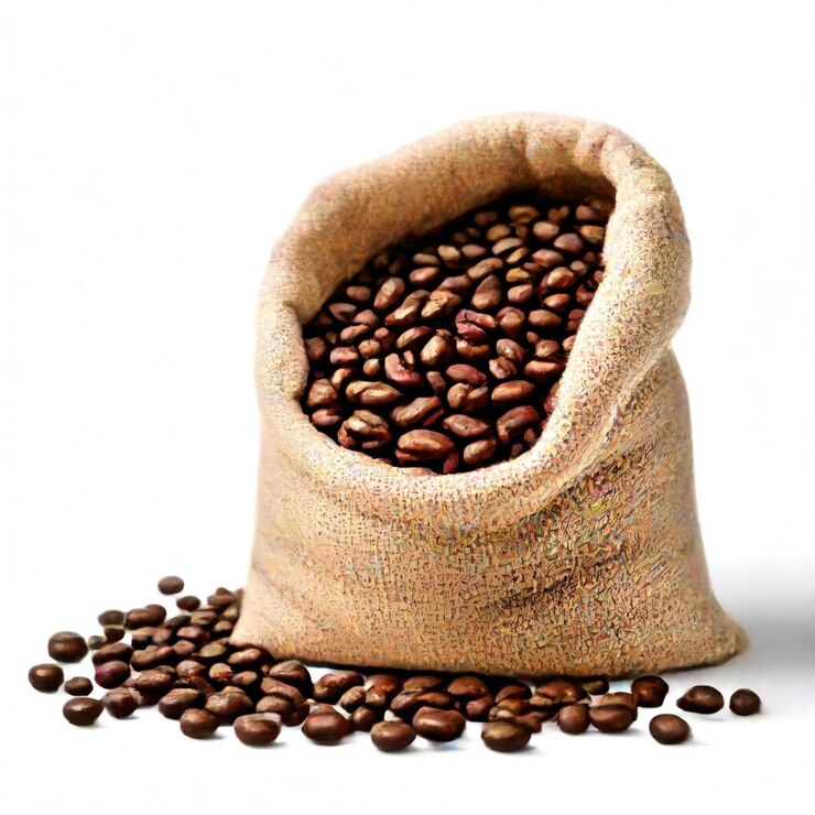 una bolsa de granos de café que tiene la palabra café en él