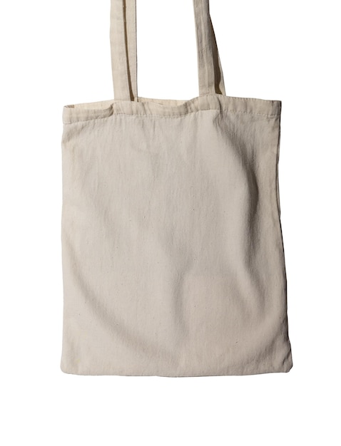Bolsa de mano ecológica aislada en blanco Bolsa de mano de comprador textil reciclado
