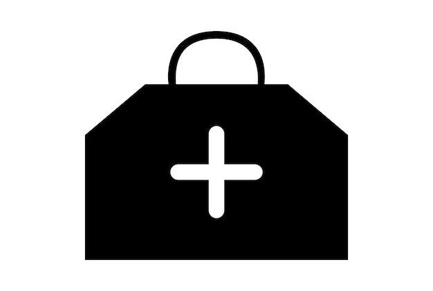 Bolsa médica glifo icono arte plano cuidado de la salud símbolo minimalista médico signo ilustraciones