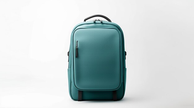 Foto bolsa de mochila de color azul aislada sobre fondo blanco con espacio de copia para publicidad