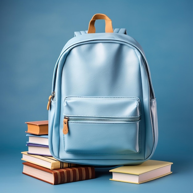 Foto bolsa de mochila para viajes escolar belleza el color es azul material libros de afiliación escolar b