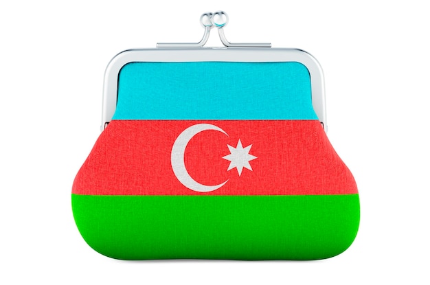 Bolsa de monedas con bandera de Azerbaiyán Inversión presupuestaria o concepto bancario financiero en Azerbaiyán Rendering 3D