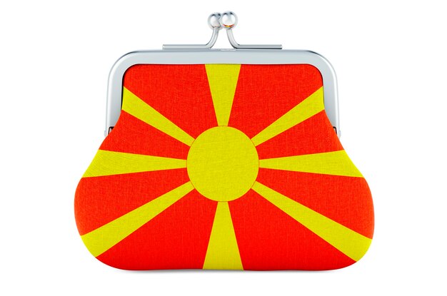 Foto bolsa de monedas con bandera macedonia inversión presupuestaria o concepto bancario financiero en macedonia rendering 3d aislado en fondo blanco