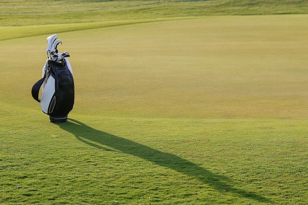 Bolsa de palos de golf en un campo de golf