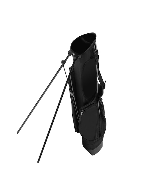 Bolsa de palos de golf negra aislada en blanco