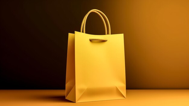 Bolsa de papel amarillo sobre un fondo amarillo generativo ai