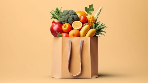 Bolsa de papel de compras de frutas